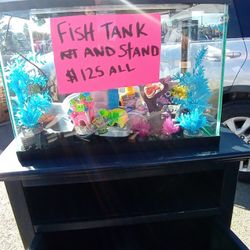 $125 For All Cabinet And Fish Tank With All The Pumps And Accessories All In Good Condition Like New Condition