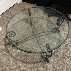 Black And Glass Rod Iron Coffee Table 