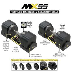 Adjustable MX Evo Select 10-55LB Dumbbells
