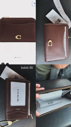 Coach Brown Leather Card Wallet with Zip