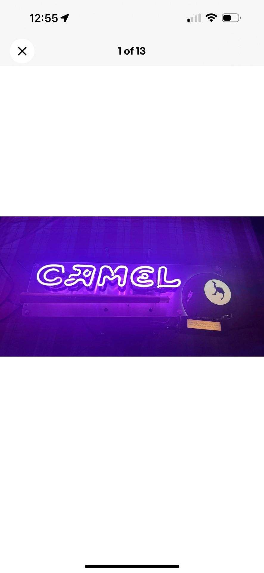 Camel Cigarettes Neon Sign Light Purple Working Vintage Tobacco Advertising