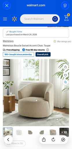Mainstays Boucle Swivel Chair-Taupe