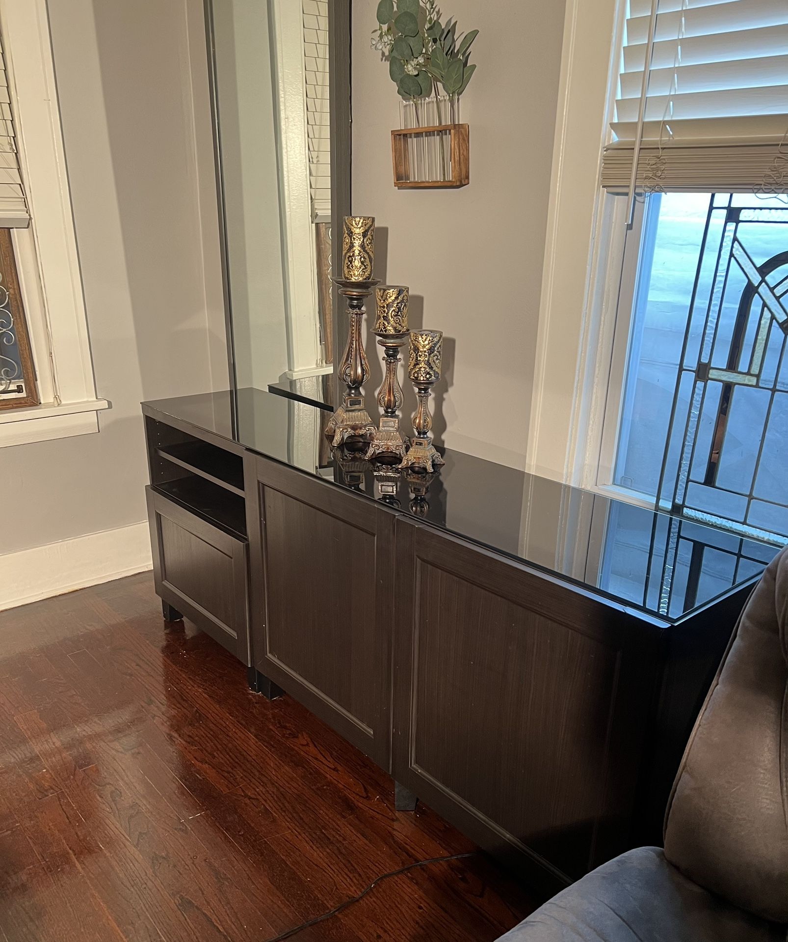 Media console / Storage cabinet / Sideboard with glass top / IKEA 71 W x 16 1/4 D x 29 1/4 H