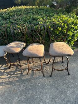 Set of  3 Wrought Iron Bar Stools