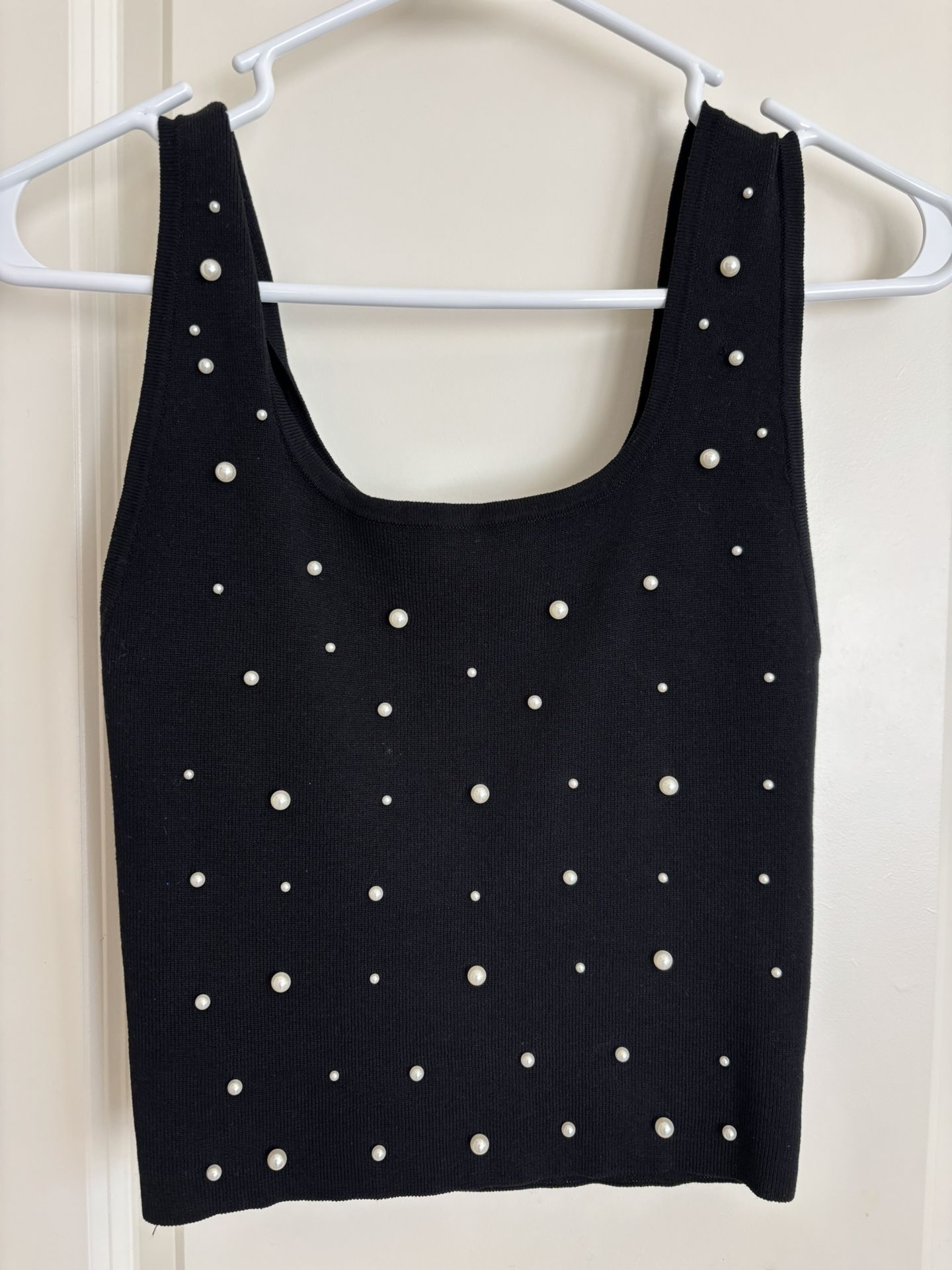 Black Top With Pearls $10