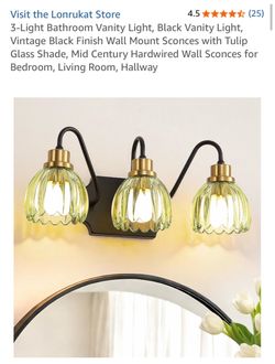 Lonrukat 3-Light Black Vanity Wall Sconce