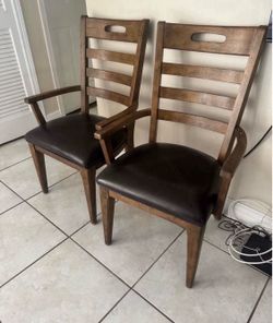 Pair Of Solid Wood Chairs