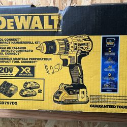 20V Dewalt Compact Hammer Drill Kit With Bluetooth Connect 