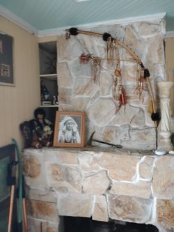 Handmade Indian Bow And Hammer With Indian Dolls And Actual Photo