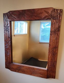 28" By 32" Carved Wood Mirror