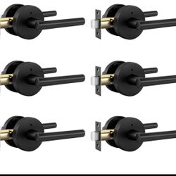 Door Handles for Bedroom Bathroom, Modern Round Privacy Door Levers (6 pack)