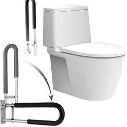 Flip Up Grab Bar for Bathroom, Toilet Safety Rail for Elderly, 24 Inch Non-Skid 