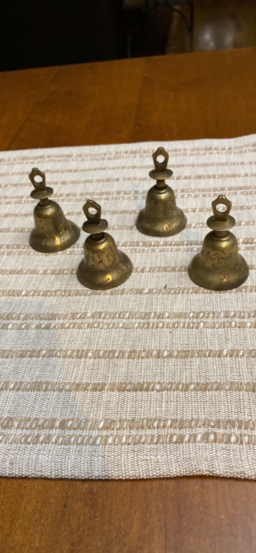 Four Vtg Brass Bells Of Sarnoff India 