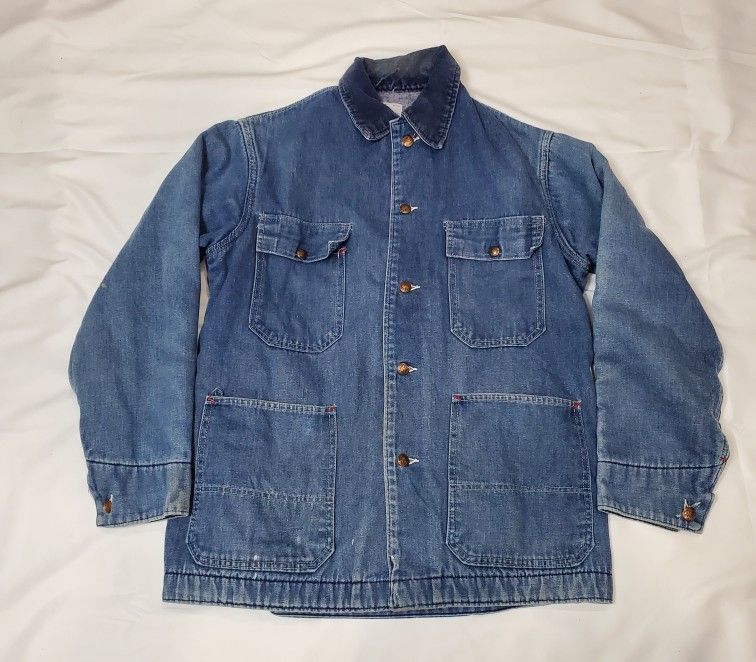 VTG 1970s-80s JC PENNEY 'BIG MAC' BLANKET LINED DENIM CHORE JACKET XL VINTAGE 