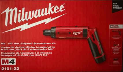Milwaukee M4 1/4" Hex 2-Speed Screwdriver Kit