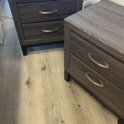 2- Grey Nightstands Drawers 