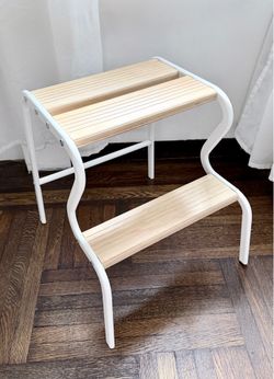 IKEA Grubban Step Stool — White/Birch | Discontinued in the US