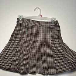 Brown Plaid Skirt - Small