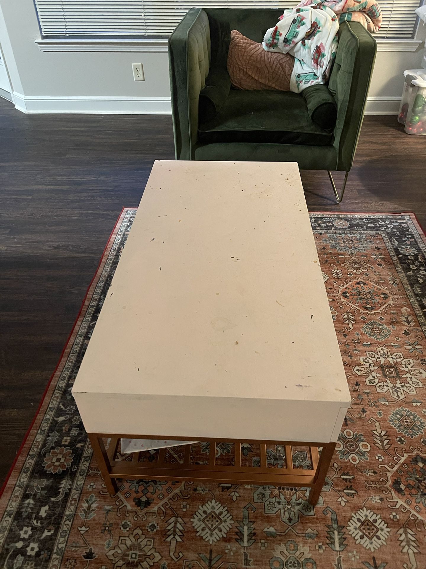 Pink and Rose Gold Coffee Table ( needs to be repainted)