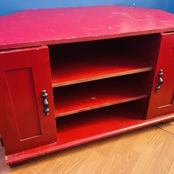 Red Wooden TV Stand / Storage Cabinet with Shelves and Doors