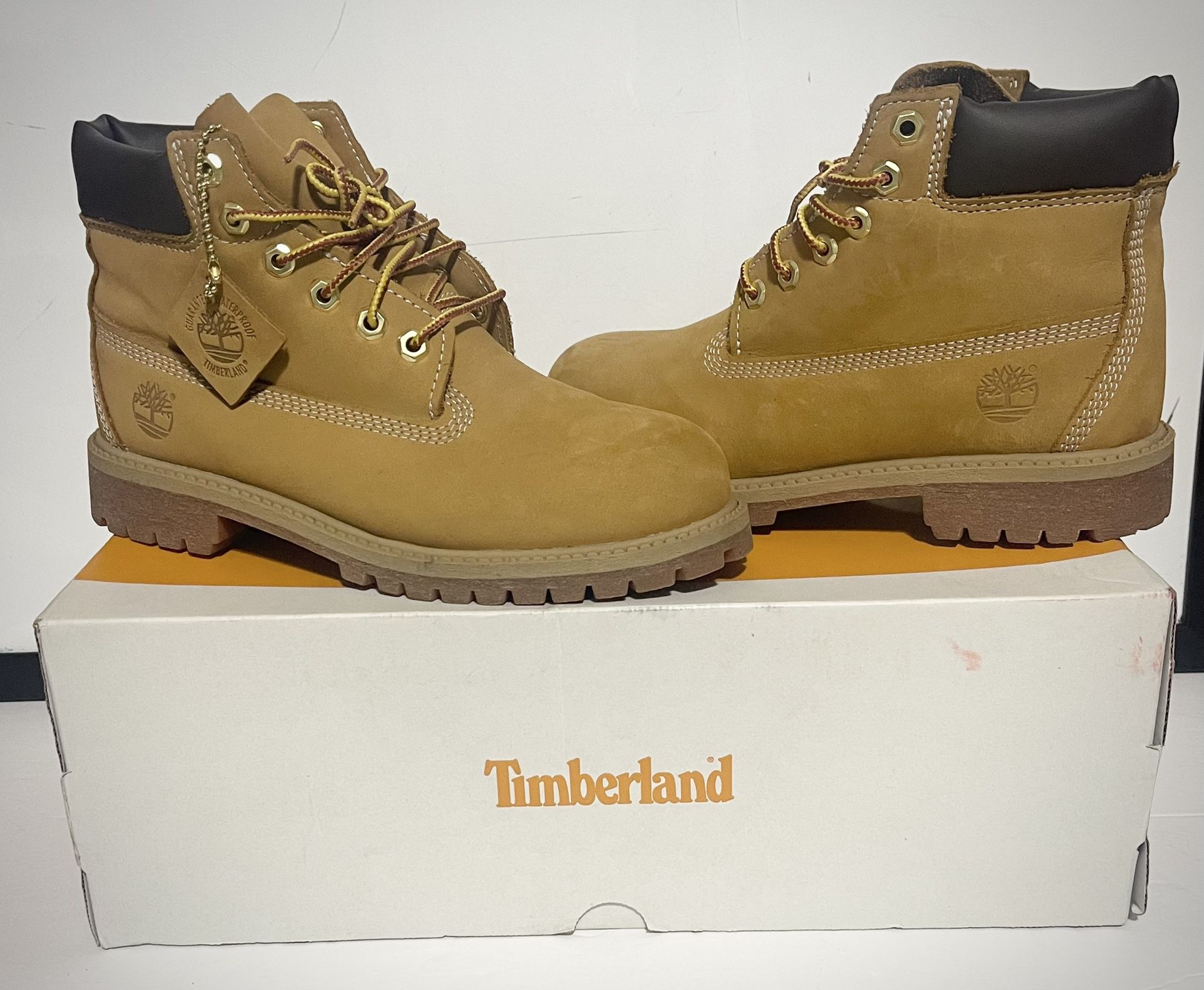 Timberland Premium 6" Waterproof Wheat Nubuck Youth Boots NEW Size 3Y TB012709