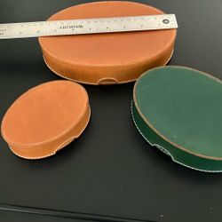 THREE (3) HEAVY LEATHER JEWELRY/TRINKET BOXES