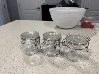 Set of 3 Small Glass Clamp Lid Jars