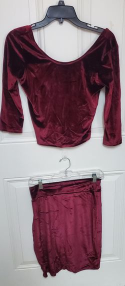 Velvet Crop Top & Skirt Set