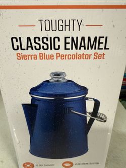 Classic Percolator Coffee Pot — The Most Nostalgic Camping Coffee Pot, Now Modernized [Blue Enamel, 12 Cup]