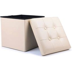 WoneNice Folding Storage Ottoman Cube Foot Rest Stool Seat- 15" x 15"