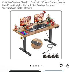 farexon 55 x 24 Electric Standing Desk Adjustable Height with Charging Station, Stand up Desk with Wheels,Outlets, Mouse Pad, Preset Heights Home Offi