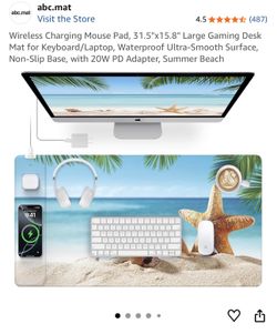 Wireless Charging Mouse Pad, 31.5"x15.8" Large Gaming Desk Mat