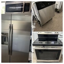 Stainless Steel Side By Side Kitchen Appliance Set 