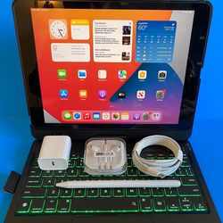 Apple IPad 9th Generation (10.2” Retina /Touch ID /IOS 17/ 2021 Model) 64GB with Pen, Keyboard  & Accessories 
