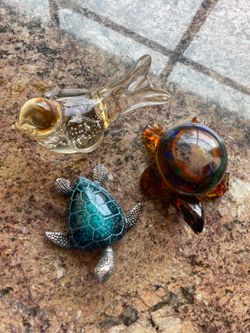 Glass & Ceramic Turtles & Bird Figurines