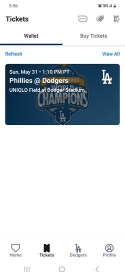 Dodgers vs. Phillies 5/31 Sunday 1:30pm