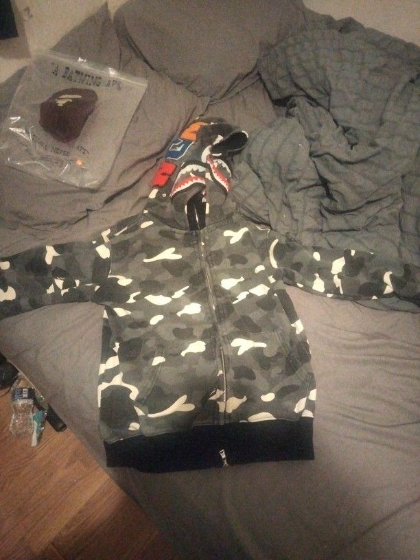Black White Camo Babe Shark Hoodie