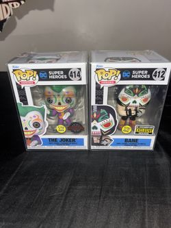 BANE AND JOKER EXCLUSIVE FUNKO POPS ( GLOWS IN THE DARK)