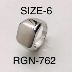 Signet Square Silver Tone Ring for Men & Women: Size-6/RGN-762