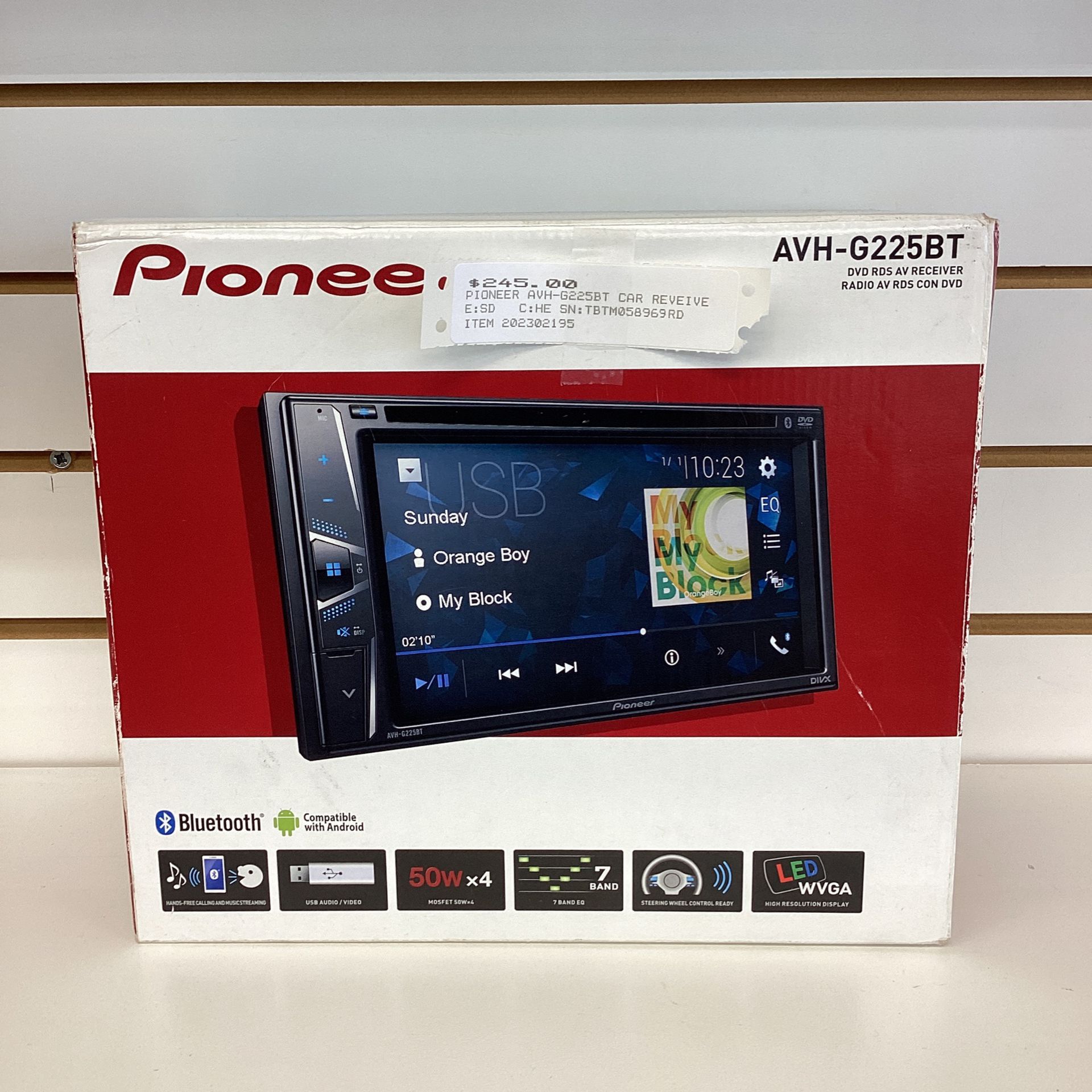 PIONEER AVH-G225BT DVD RDS AV Receiver / MP3, WMA, AAC / NEW in BOX