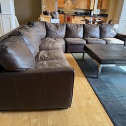 Large Leather Sectional Sofa – Curved Modular – $900 OBO