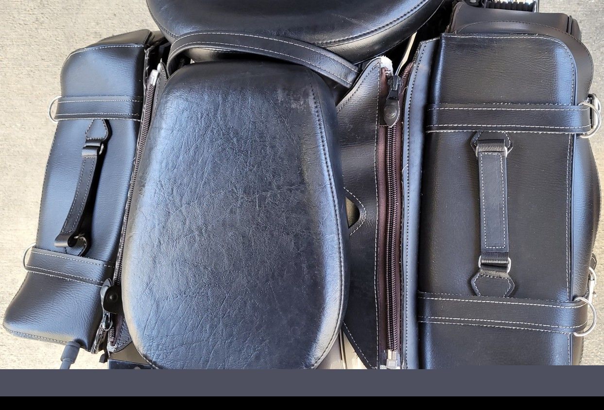 Motorcycle Saddlebags, black leather