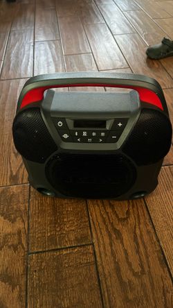 Grey and red ION speaker