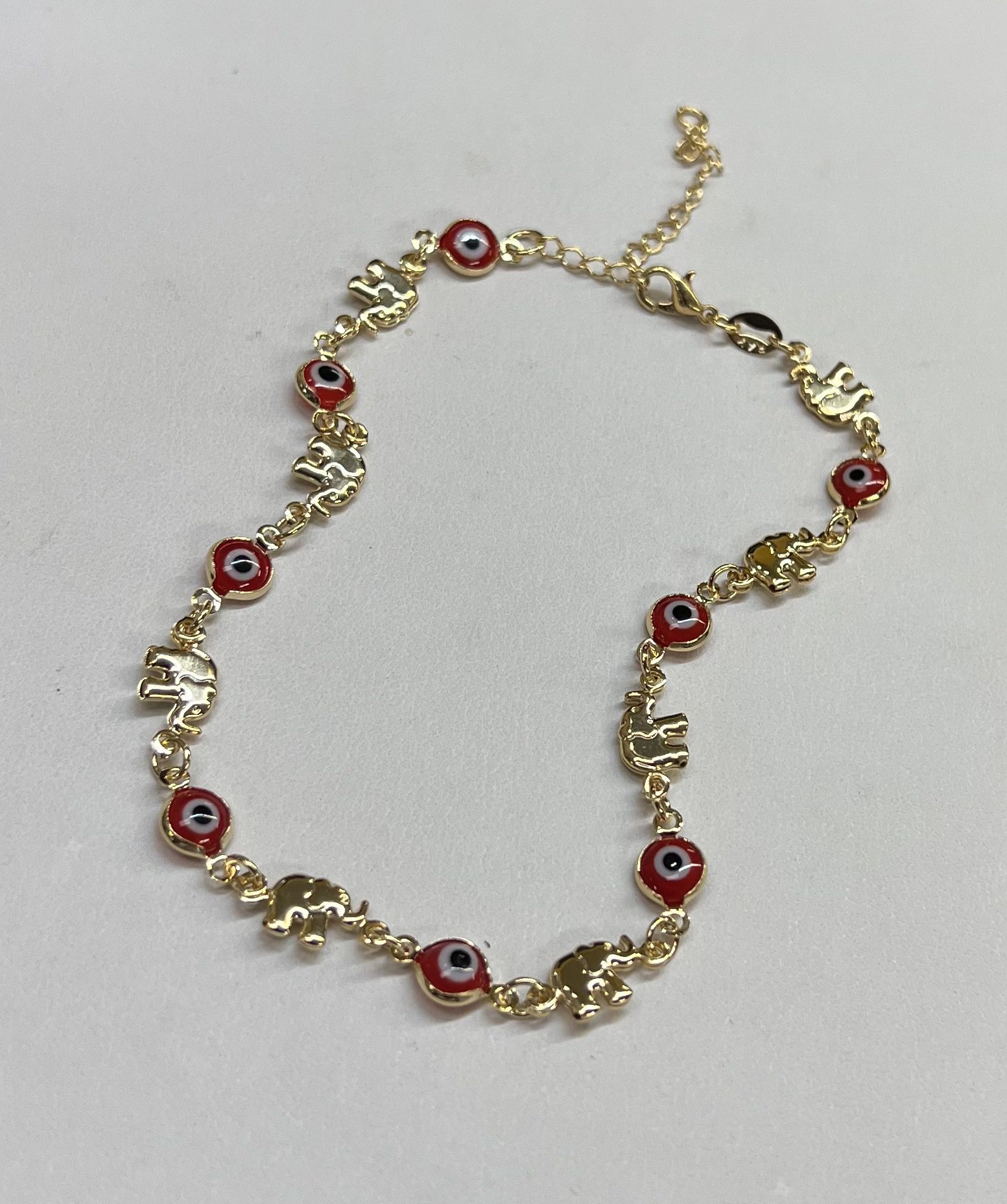 Anklet💥14k Gold Filled Red Eye Elephant Anklet Available In  - Can be worn in the shower -