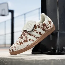Women's adidas Originals Samba Long Tongue Casual Shoes - Cow Print - Size 7.5, 8.5