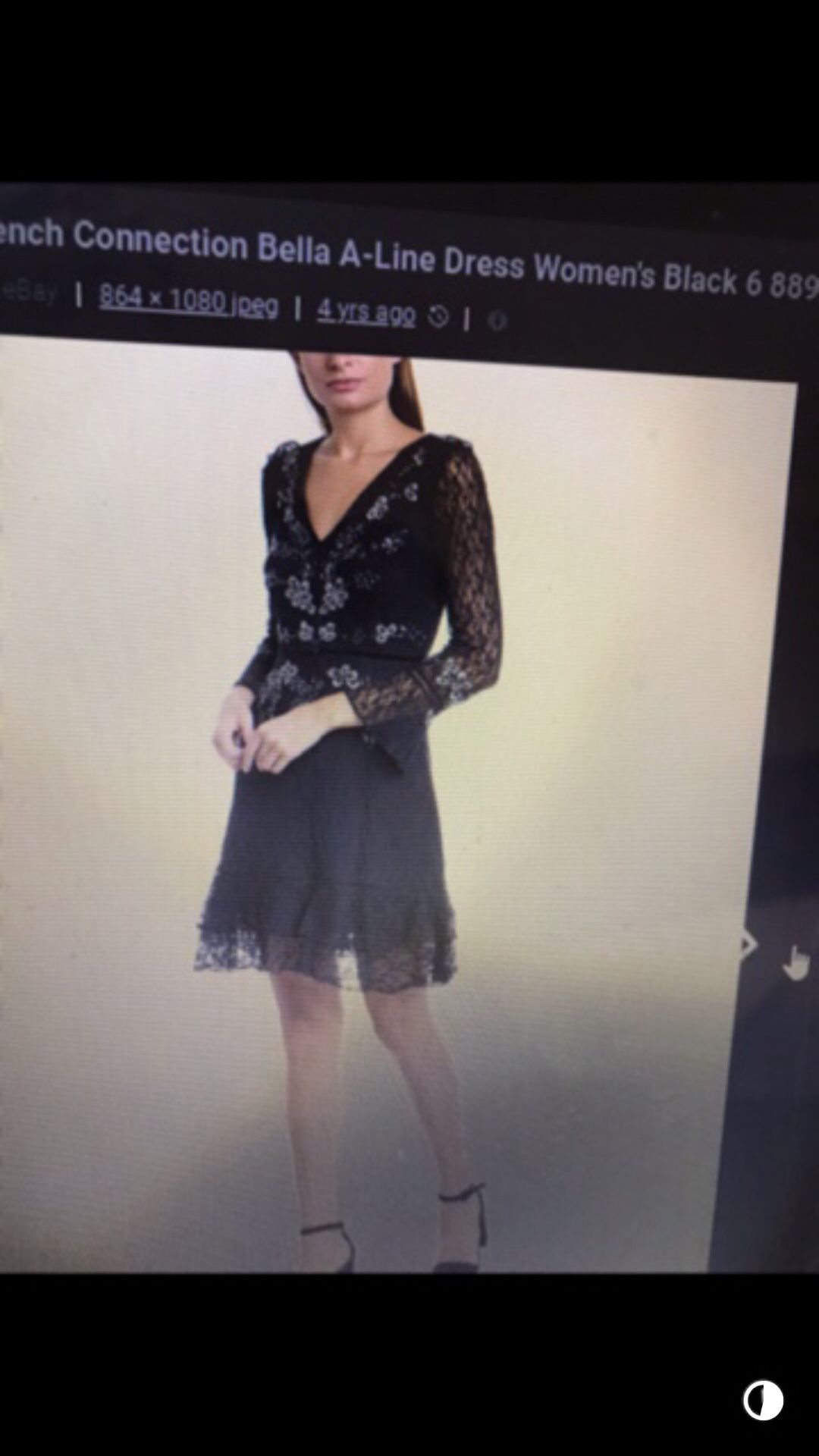 Elegant Black Size 10 Bella Sparkle Embellished Lace Dress French Connection