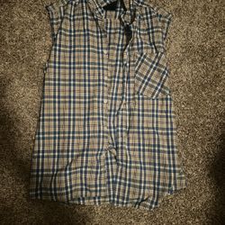 Mens Plaid Cut Off Shirt