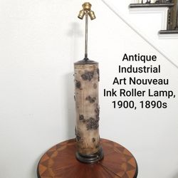 Fabulous Antique Industrial Brutalist Art Nouveau Ink Roller Lamp, 1900, 1890s