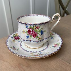 Vintage Royal Albert Petit Point Bone China Tea Cup and Saucer Set 