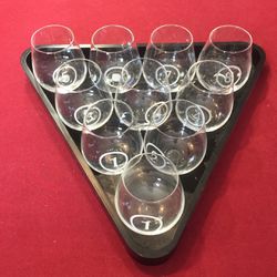 Numbered Pool Table Glasses With Rack